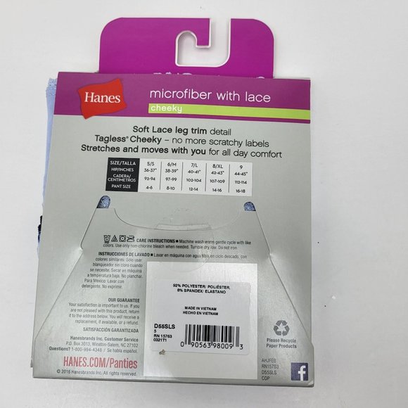 NWT Hanes Cheeky Women’s Microfiber Panties - W/Lace - 2 Pair - Size S/5 - Picture 5 of 12